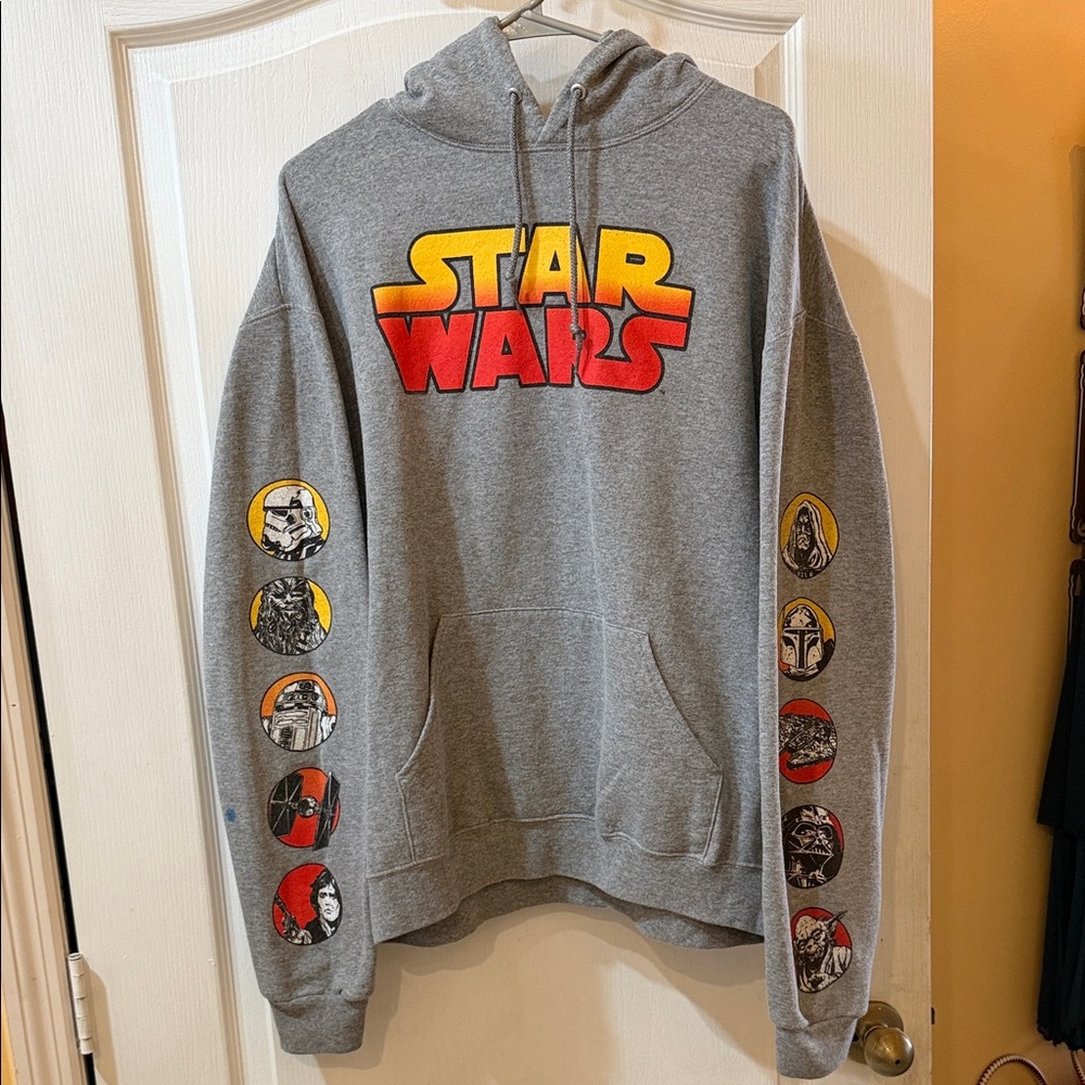 Star Wars Gray Hoodie with Colorful Graphics